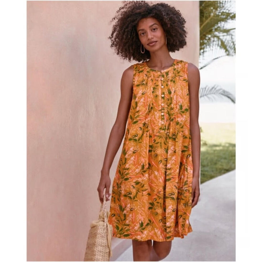Garnet Hill Livvy Sundial Floral Crepe Sleeveless Dress Women’s Size Large